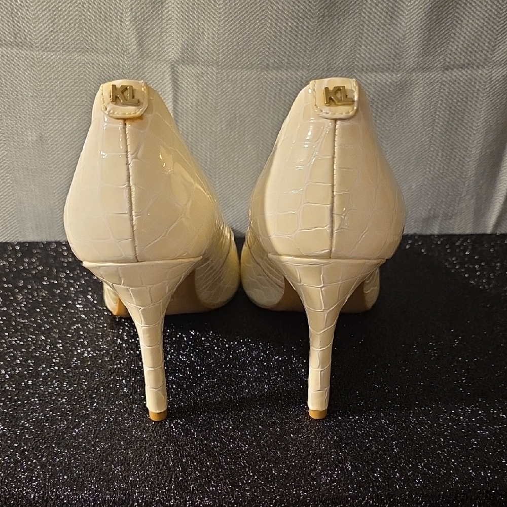 Karl Lagerfeld Cream Heels Elegant Design - Picture 2 of 6